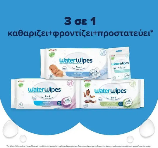 WaterWipes Бебешки Кърпички с 99.9% Вода Без Аромат Алкохол и Парабени 3x48 Бройки