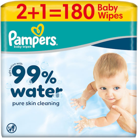 99% Wasser Baby-Feuchttücher ohne Alkohol & Parabene 3x60 Stück