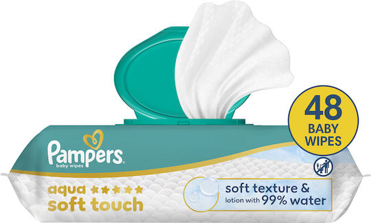Pampers Aqua Soft Touch Șervețele Umede Bebe cu 99% Apă Fără Parfum Alcool și Parabeni 1800 Bucăți
