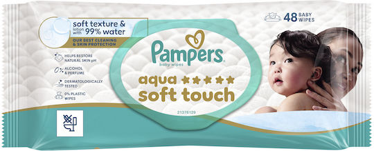 Pampers Aqua Soft Touch Șervețele Umede Bebe cu 99% Apă Fără Parfum Alcool și Parabeni 1800 Bucăți