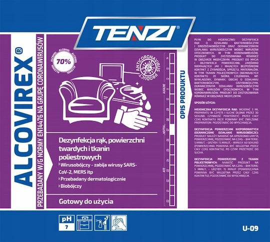 Tenzi Απολυμαντικό Ειδικό Καθαριστικό Κατάλληλο για Γυαλί, Υφάσματα & Μέταλλα 5lt