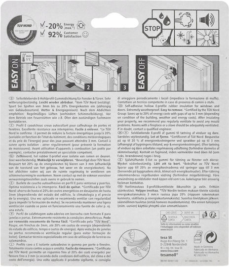 Tesa Door Draft Stopper Adhesive Tape for Door and Window in White Color 6m x 0.9cm