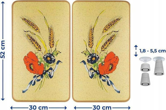 Protective Cooker Plates Flowers 2 Pieces Glass 52 x 30 Cm