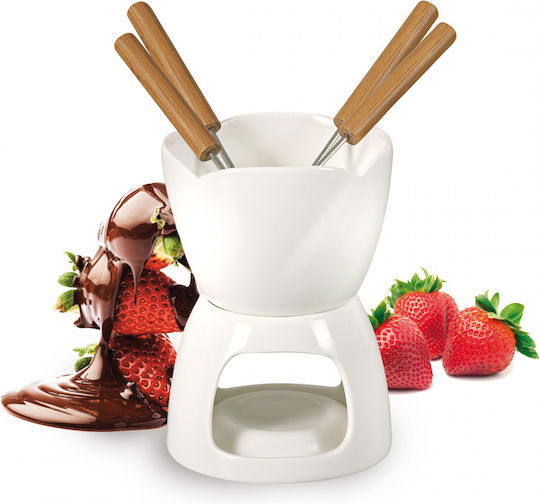 Banquet Porcelain Fondue Pot with Tea Light White 10.5cm