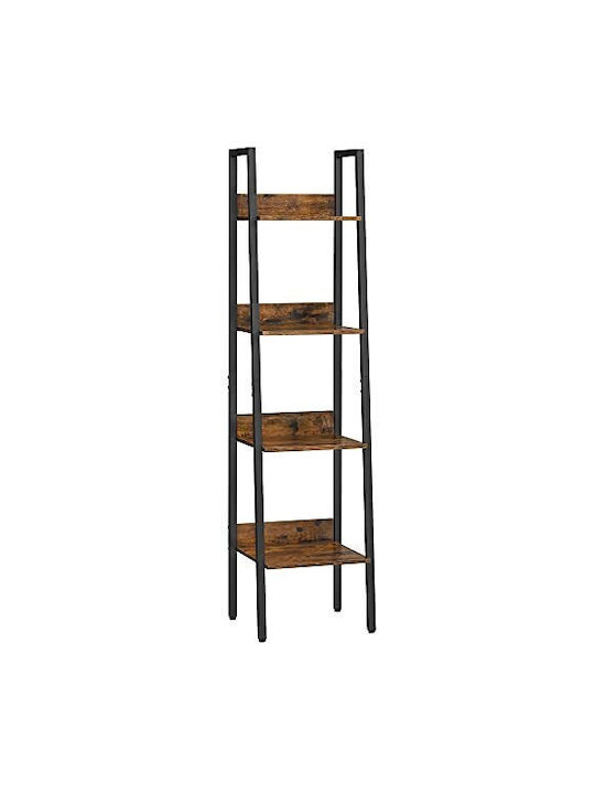 Rustic Brown and Black Bookcase 33.8x30x140cm