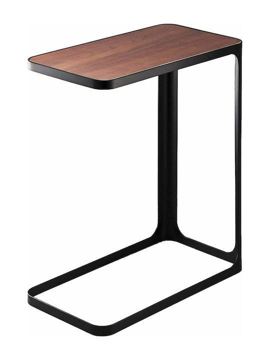 Rectangular Side Table Frame C-Shaped Wooden Black L24xW45xH52cm.