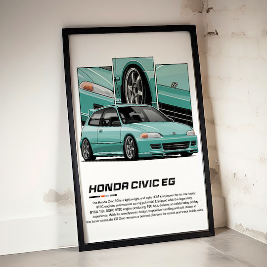 Poster Honda Civic Eg Cr030 40cm X 50cm Ramă Albă Din Lemn