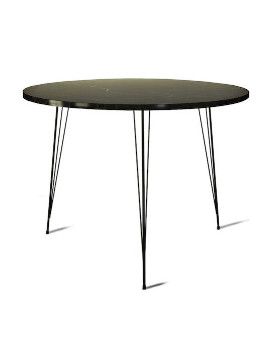 Sandalf Rund Tisch Speisesaal Marble Effect Black 90x90x75cm