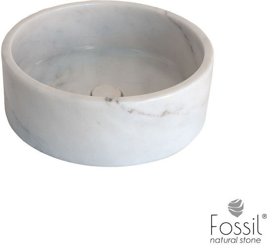 Fossil Aufgesetztes Waschbecken Marmor 42x42cm Carrara Nuovo