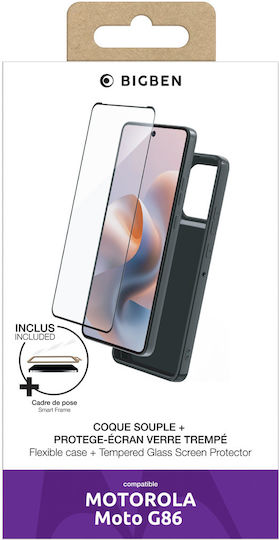 Bigben Connected 2-in-1 Pack Soft Case Tempered Glass Screen Protector Motorola G86 Black