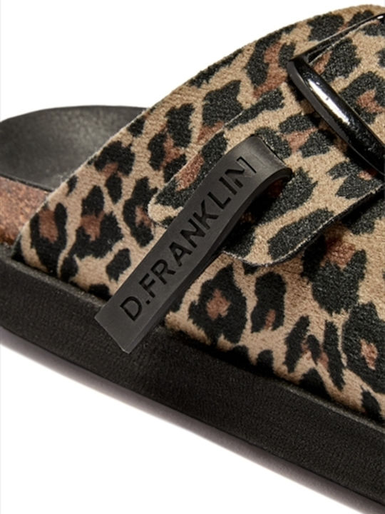 Double Buckle Strap Women's Flat Sandals Flatforms Brown
