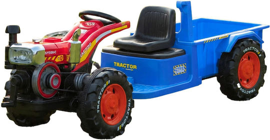Kids Electric Tractor with Trailer 12 Volt Blue for 5+ Years