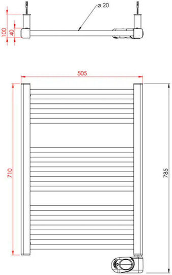 Tedan Електрическа кърпена закачалка 500W 78.5x50.5cm Черна