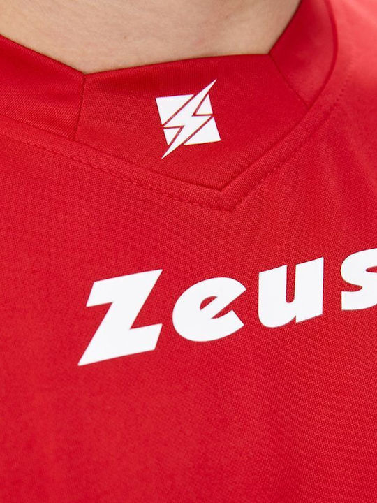 Zeus Комплект Promo Мъжки Футболен Комплект Червени Полиестерни Шорти и Тениска Лято