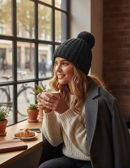 Ribbed Beanie Cap Black