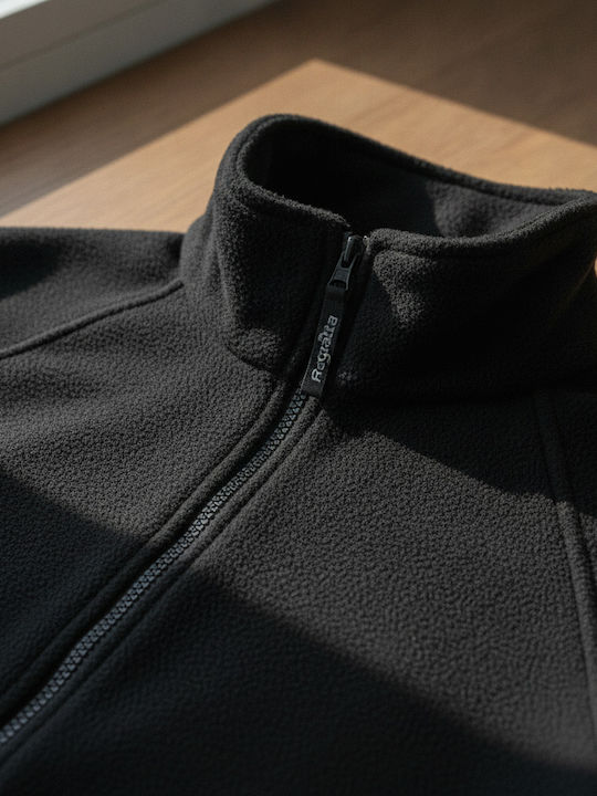 TRF532 Men's Fleece Cardigan with Zipper Black