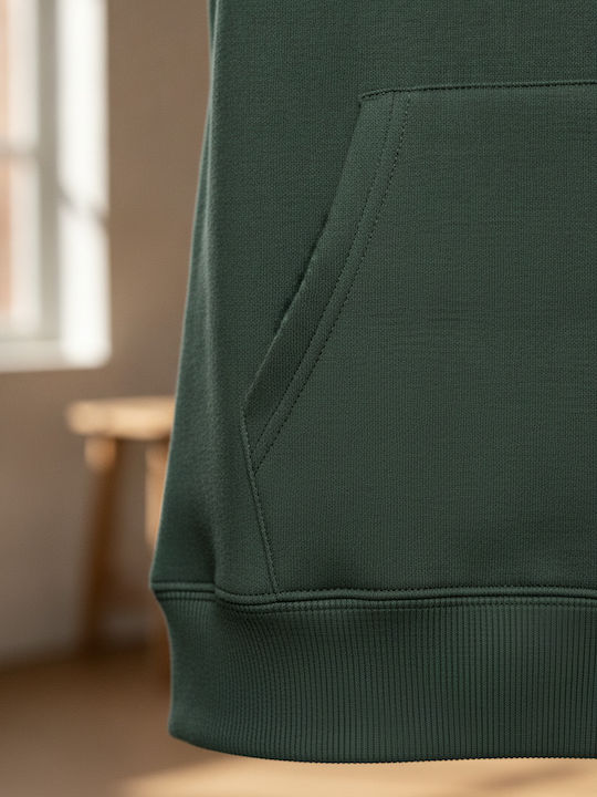 Kinder-Sweatshirt mit Kapuze und Taschen Grün R-575B-0
