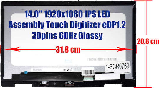 Touch / IPS / LED / 60Hz 1920x1080 Glossy Laptop Screen for Hp Envy X360 2-in-1 14-es 1-SCR0769