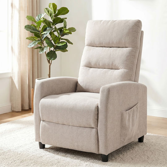 Relax Massage Armchair with Footstool Ecru/Cream 66x91x108cm
