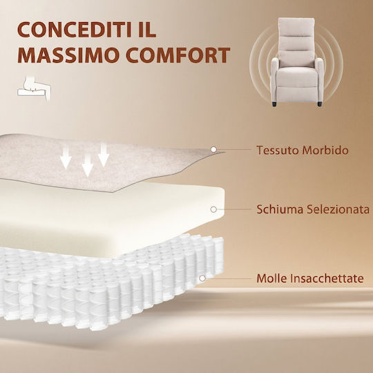 Relax Massage Armchair with Footstool Ecru/Cream 66x91x108cm