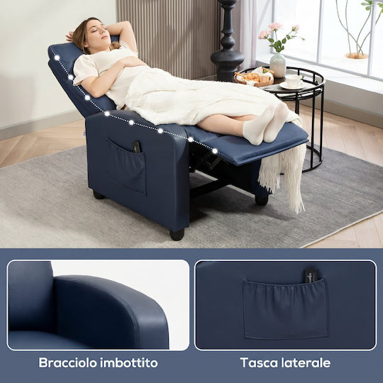 Scaun De Relax Masaj Cu Puf Albastru Închis 68x88x98cm