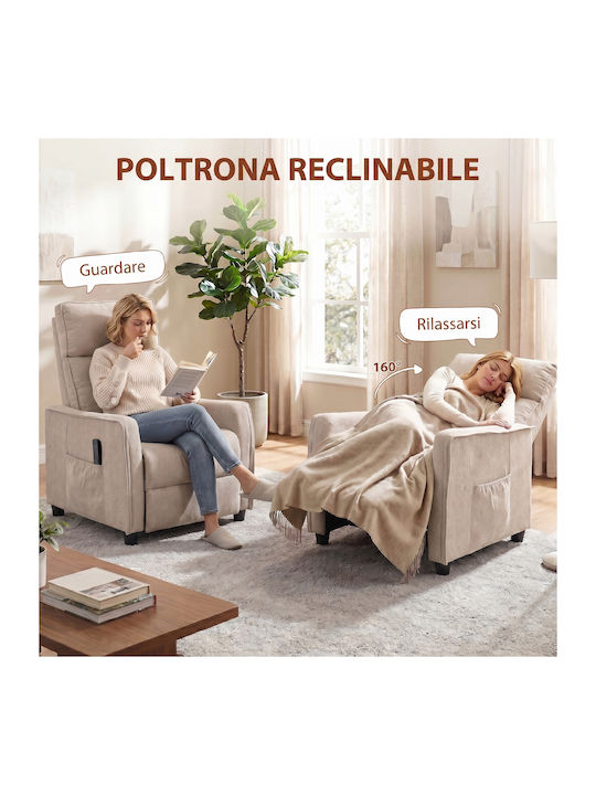 HomCom Relax Massage Sessel mit Fußhocker Weiß Creme 69x93x104cm