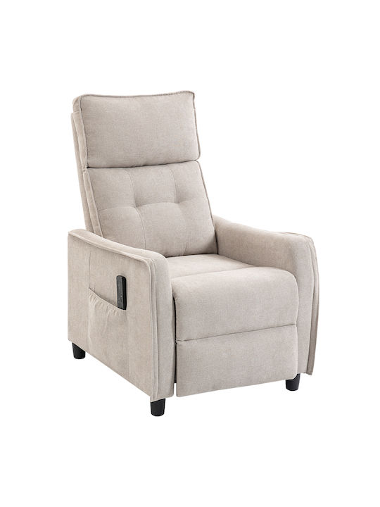HomCom Relax Massage Sessel mit Fußhocker Weiß Creme 69x93x104cm