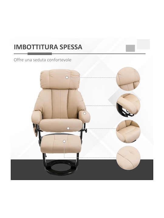 Entspannungs Sessel mit Fußhocker Massage Beige 76x80x102cm