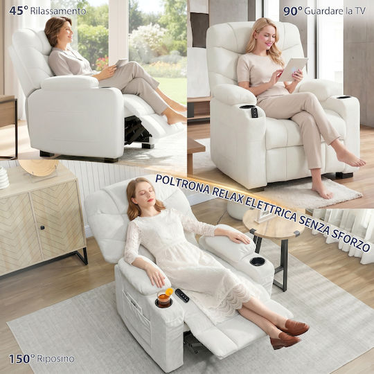 Relax Sessel mit Fußhocker Beige