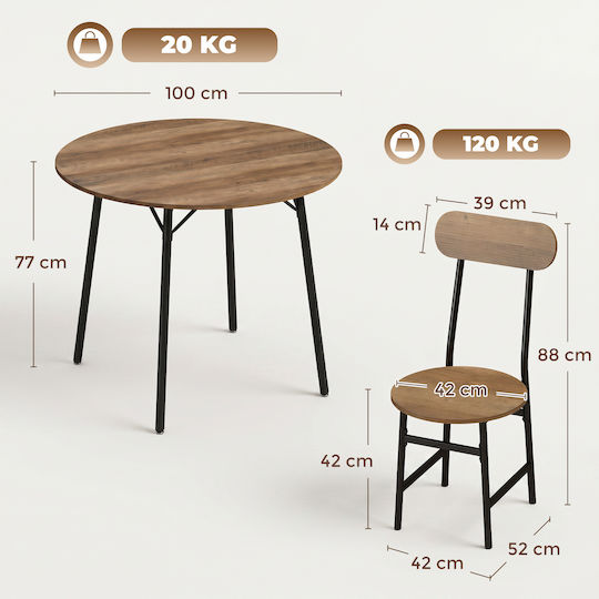 Τραπέζι Κουζίνας με 4 Καρέκλες 100x100εκ.