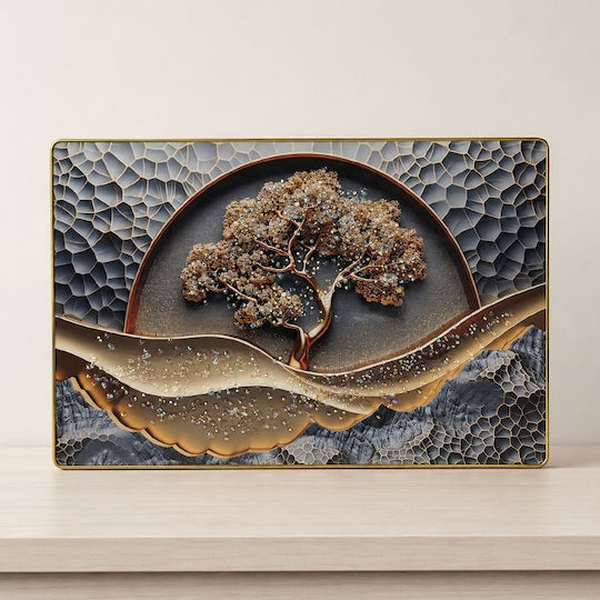 Decorative Painting Abstract Tree Life In Relief Crystal Applications In A Golden Frame 60x40 Cm Decorative Painting Abstract Tree Life In Relief Crystal Applications In A Golden Frame 60x40 Cm