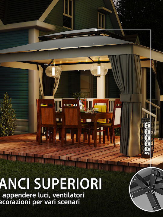 Outsunny Gazebo de Grădină Gri 3.8x3m