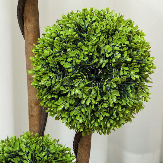 HomCom Set of 2 Artificial Boxwood Trees 3 Balls Pot Reinforced Base Height 90 cm Indoor & Outdoor Use 830-705v02yg