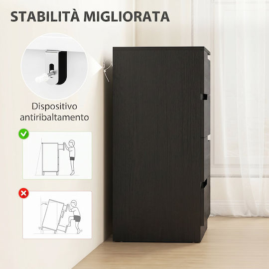Chest of Drawers Wooden with 4 Drawers Glossy Black 60x40x85cm