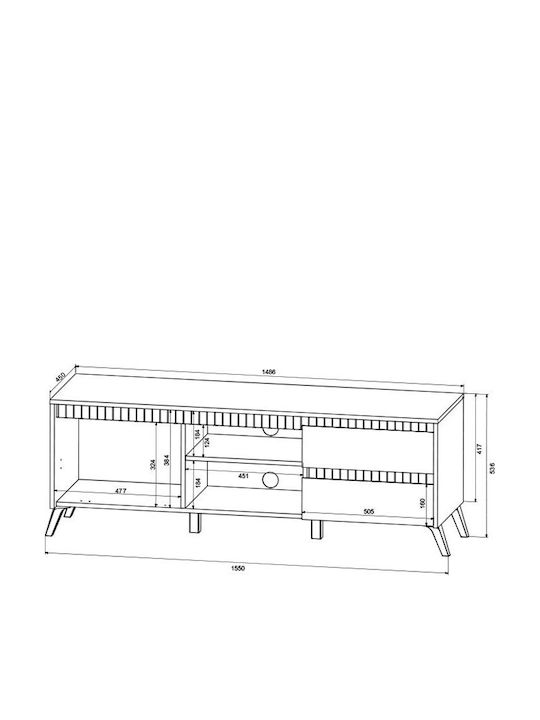Телевизионна Мебел Крем М155xШ45xВ53.6cm