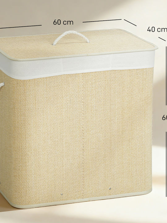 HomCom Wäschekorb Bamboo 144lt mit Deckel 60x40x60cm Beige