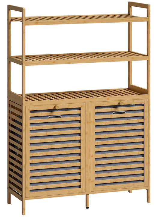 HomCom Σετ Καλάθια Απλύτων Bamboo 38.7lt Γκρι