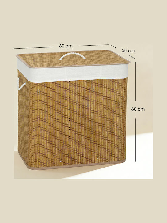 HomCom Coș de Rufe Bambus 144 L cu Capac 60x40x60 cm Maro HomCom Coș de Rufe Bambus 144 L cu Capac 60x40x60 cm Maro