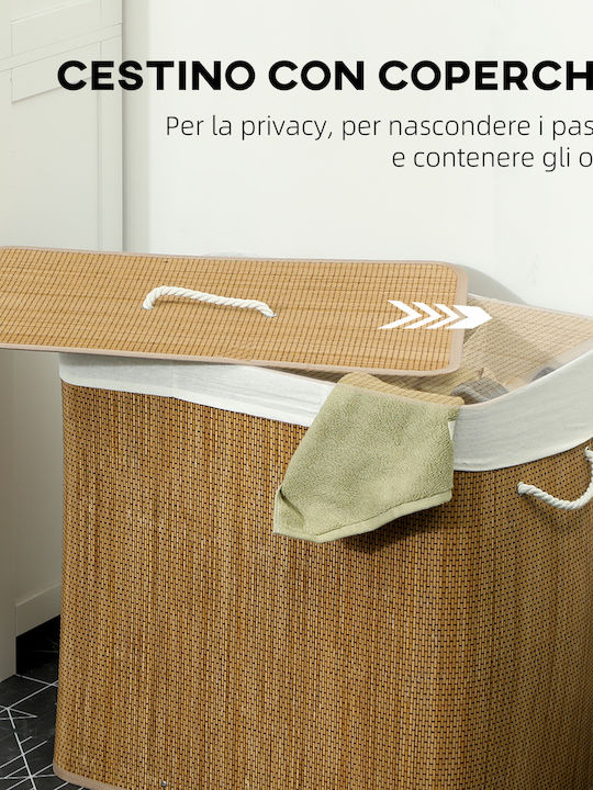 HomCom Coș de Rufe Bambus 144 L cu Capac 60x40x60 cm Maro