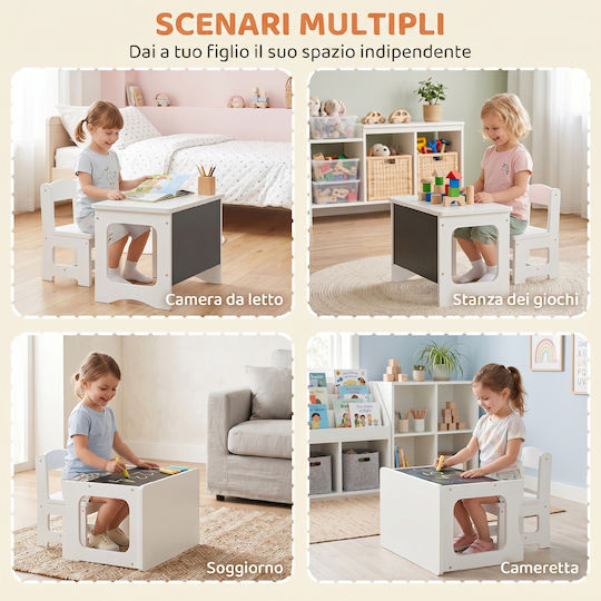 Kids Table Set with Chairs for Painting White Aiyaplay