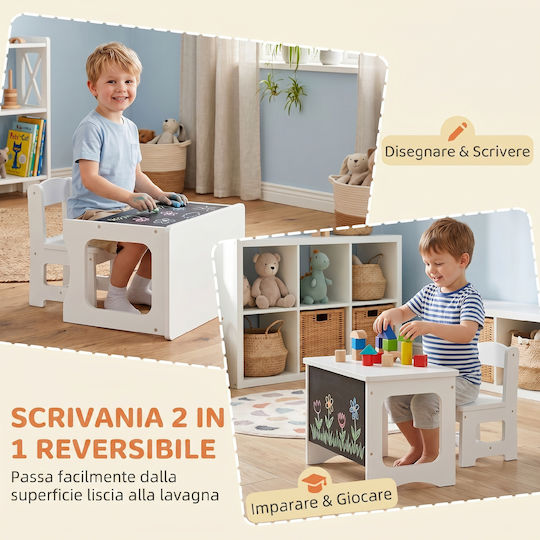 Kids Table Set with Chairs for Painting White Aiyaplay