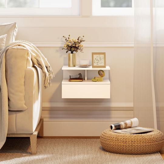 Wooden Bedside Tables with Metal Legs White 2 Pieces 40x35x30cm
