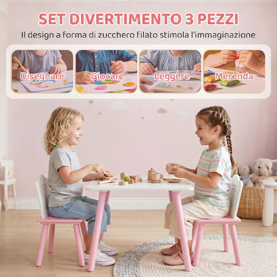 Kids Table Set with Chairs for Painting Wooden Pink Aiyaplay