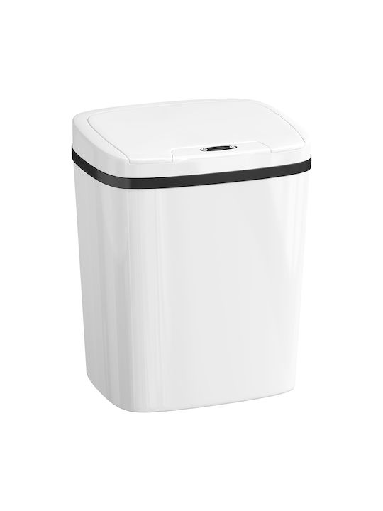 HomCom Waste Bin Plastic with Photocell White 15lt