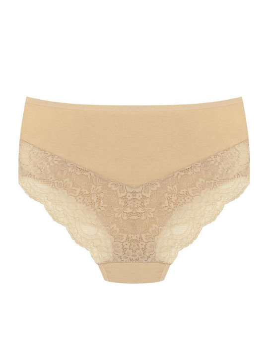 Baumwolle Hohe Taille Damen-Slips 3-Pack mit Spitze Burgundisch