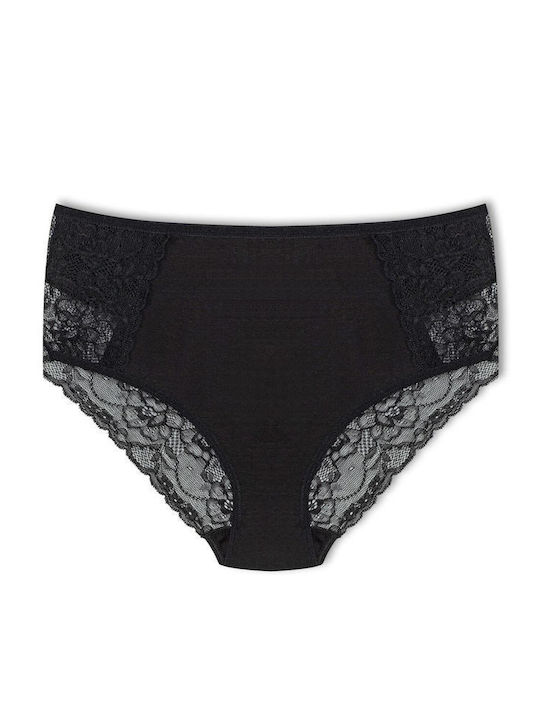 Baumwolle Hohe Taille Damen-Slips 3-Pack mit Spitze Burgundisch