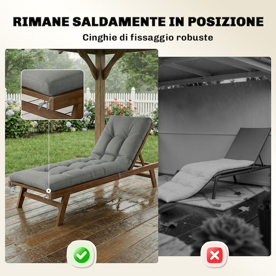 Outsunny Pernă pentru pat de soare cu Spătar Gri Deschis 65x198cm