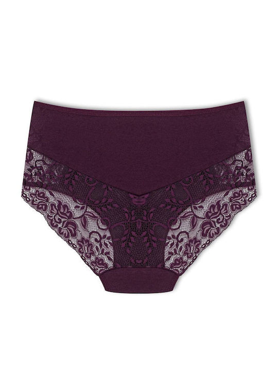 Slip Talie Înaltă 3Pack Cu Dantelă Burgundia Slip Talie Înaltă 3Pack Cu Dantelă Burgundia