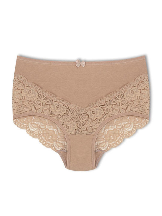 Hohe Taille Damen-Slips 2er Pack mit Spitze Baumwoll