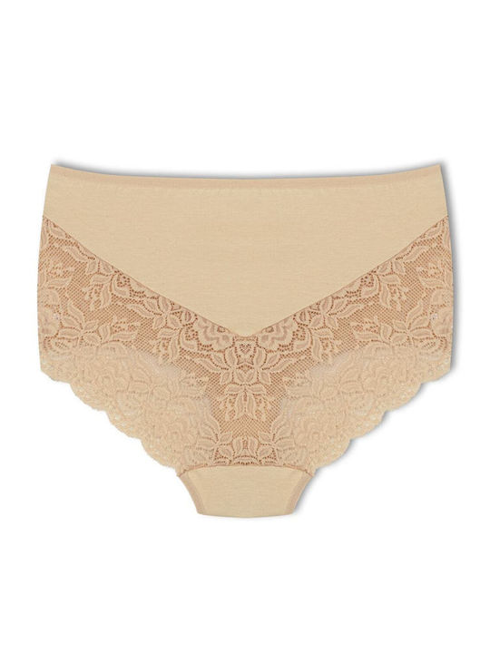 Hohe Taille Damen-Slips 2er Pack mit Spitze Baumwoll